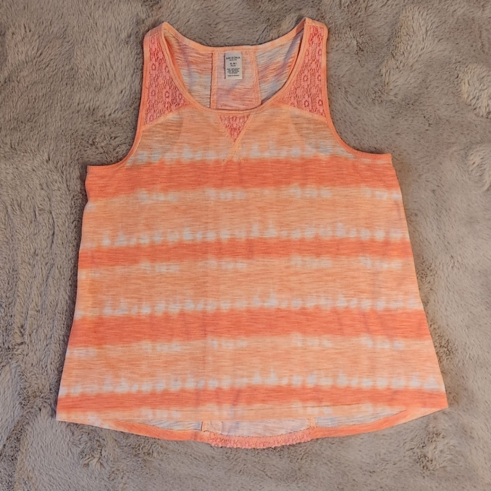 Arizona girls tank top, plus size X-large 18 1/2, color orange and white.